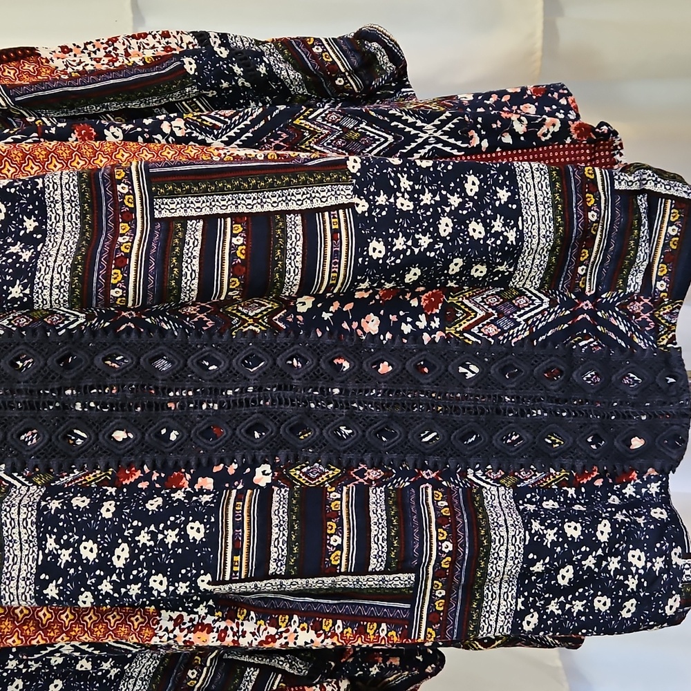 Johnpaulrichard Navy And Rust Patchwork Patterned… - image 3